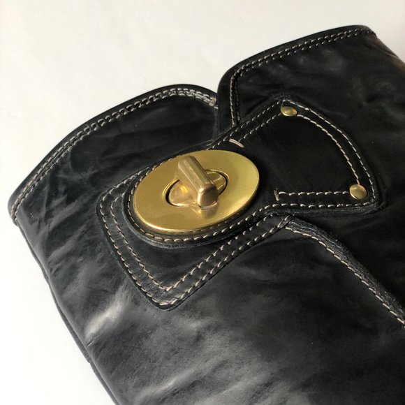 Black Coach Tall Leather Boot With Block Heel - Picture 2 of 9